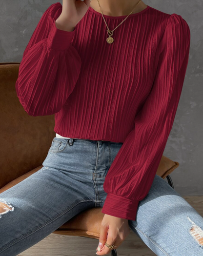 Elodie | Hvid Plissé Bluse Damer