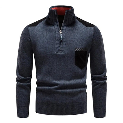 Tristan™ | Luksuriøs Mænd Halfzip Pullover i Merinould med Brystlomme