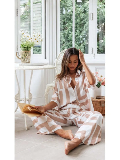 Elodie™ | Damer To-delt Sæt med Trendy Print og Bukser med Vide Ben