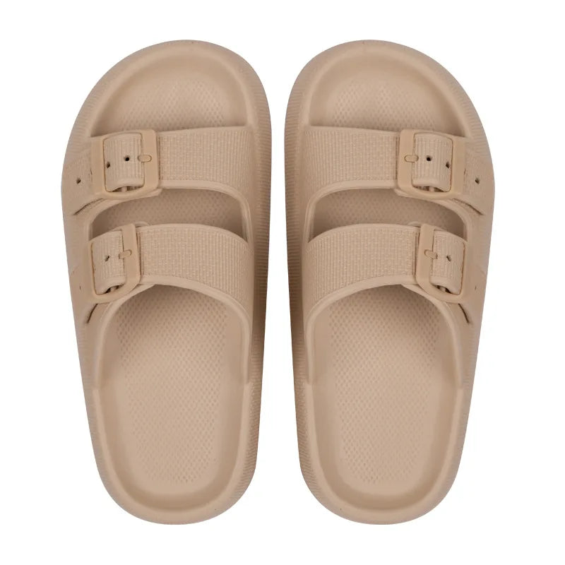 Thalara™ | Damer EVA-sandaler med dobbelt spænde | ortopædiske chunky slides med tyk sål og skridsikker vandafvisende finish