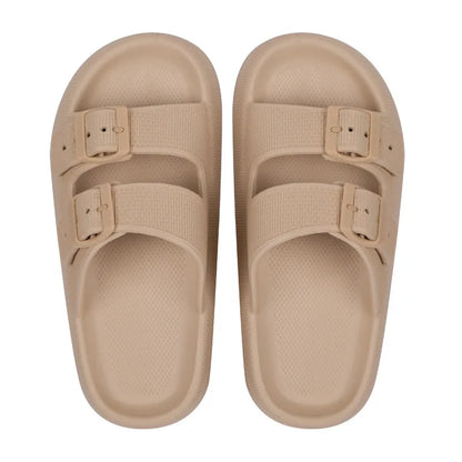 Thalara™ | Damer EVA-sandaler med dobbelt spænde | ortopædiske chunky slides med tyk sål og skridsikker vandafvisende finish