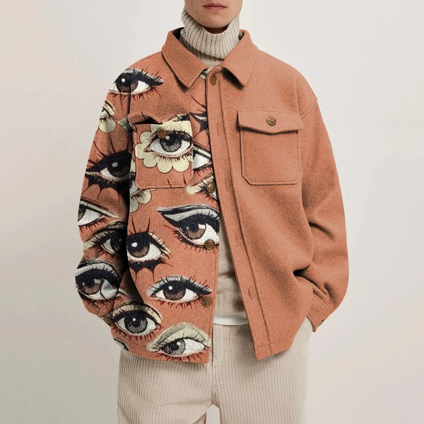 Ezren | Oversized Jakke med Abstrakt Kunstprint Herre