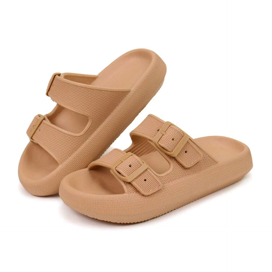 Thalara™ | Damer EVA-sandaler med dobbelt spænde | ortopædiske chunky slides med tyk sål og skridsikker vandafvisende finish
