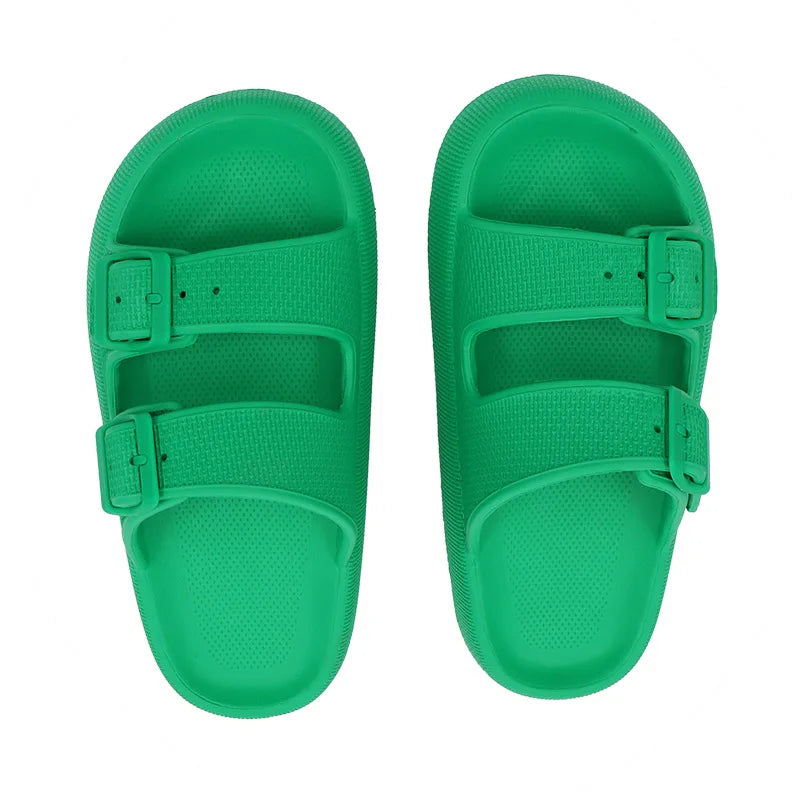 Thalara™ | Damer EVA-sandaler med dobbelt spænde | ortopædiske chunky slides med tyk sål og skridsikker vandafvisende finish