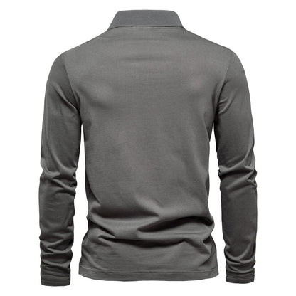 Lennart™ | Herrer Langærmet Polo med Halv Lynlås og Moderne Design