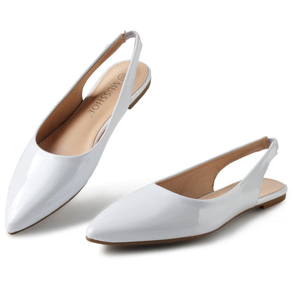 Celeste™ | Damer Slingback Flats med Spids Tå | Elegante Sommertidssko med Skinnende Finish og Komfortabel Elastisk Rem