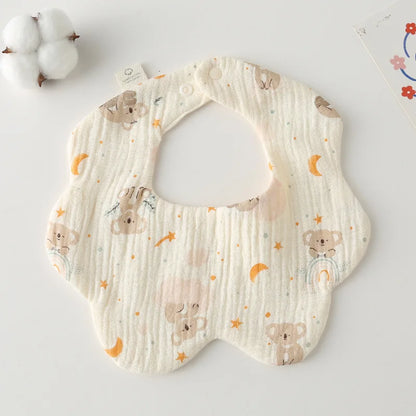 Elodie™ | Baby Hagesmække Bomuld med Blomstform og Legende Print | Musselin, Blød & Stilfuld Barselsgave