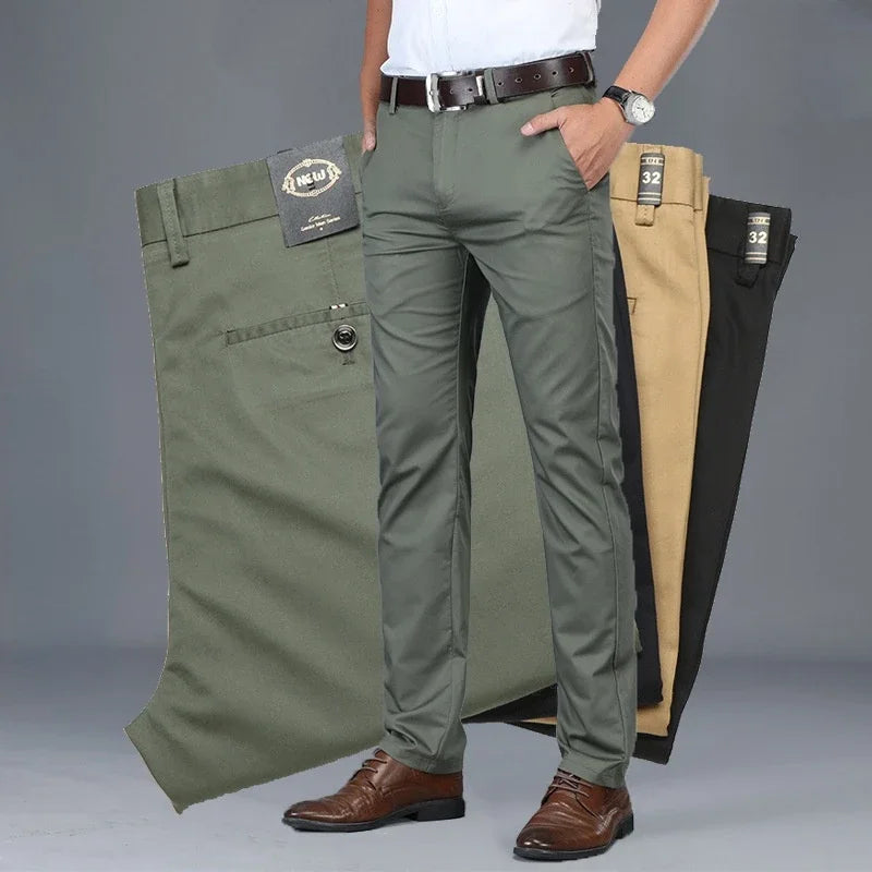 Kanza™ | Herrer Elastiske Chinos med Firevejs Stræk og Slank Pasform | Stretch Bukser