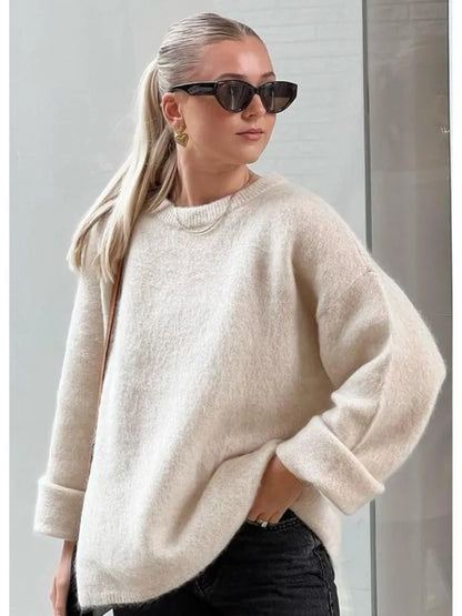 Senna™ | Damer Oversized Mohair Sweater | Fluffy & Varm Uldtrøje