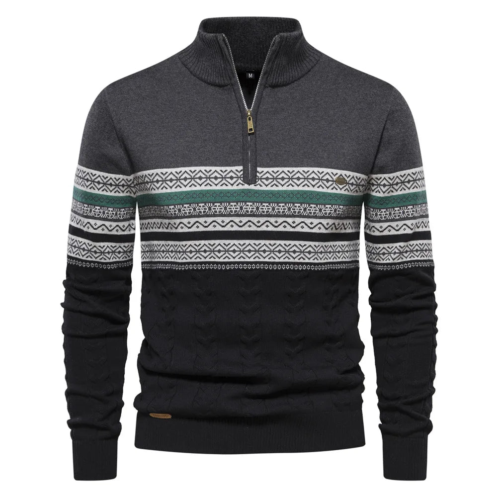 Alaric™ | Herrer Vinter Half-Zip Trøje med Etnisk Design