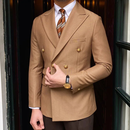 Aurelio | Slim Fit Blazer med Dobbelt Guldfarvet Knaplukning Herrer