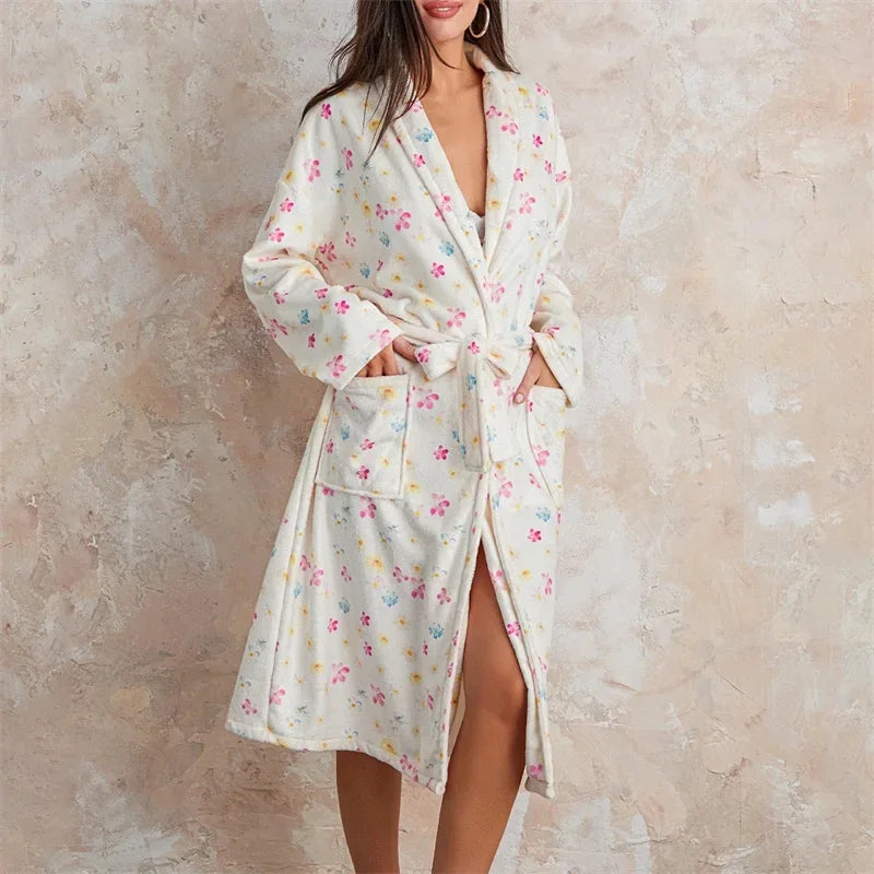 Liora | Morgenkåbe i Flannel med Print Damer