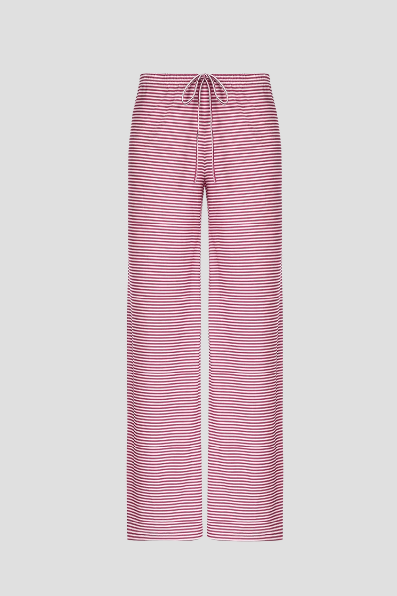 Maribel™ | Damer Blød Pyjamasbukser med Striber | Let, Løstsiddende Loungebukser med Elastisk Talje