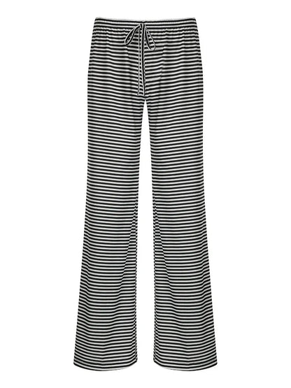 Maribel™ | Damer Blød Pyjamasbukser med Striber | Let, Løstsiddende Loungebukser med Elastisk Talje
