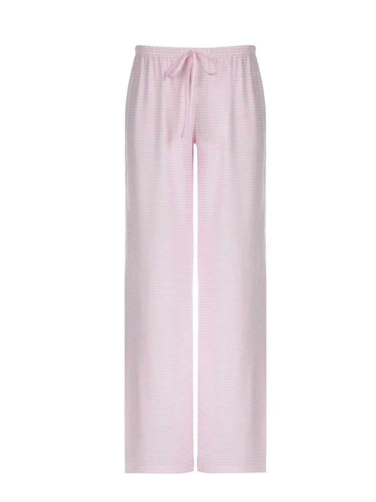 Maribel™ | Damer Blød Pyjamasbukser med Striber | Let, Løstsiddende Loungebukser med Elastisk Talje