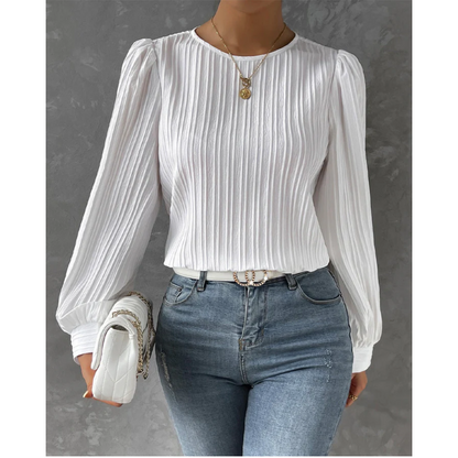 Elodie | Hvid Plissé Bluse Damer