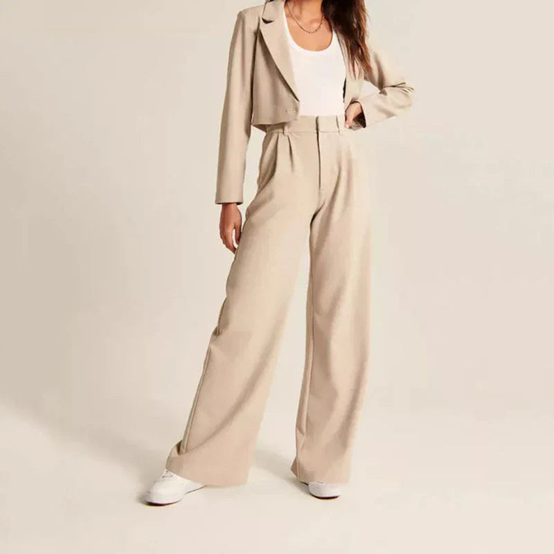 Valentina | Beige Wide-Leg Bukser Damer