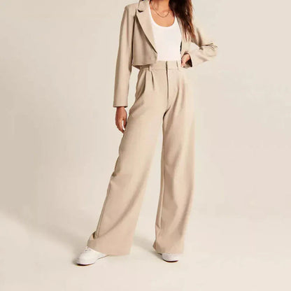 Valentina | Beige Wide-Leg Bukser Damer