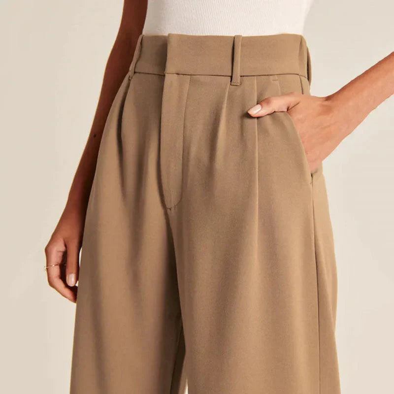 Valentina | Beige Wide-Leg Bukser Damer