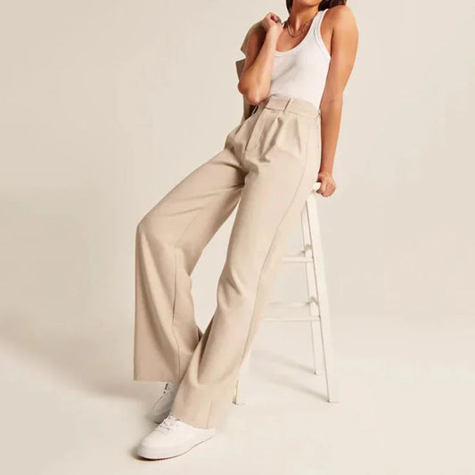 Valentina | Beige Wide-Leg Bukser Damer