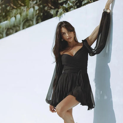 Serelina | Kort Omslagskjole Damer Chiffon