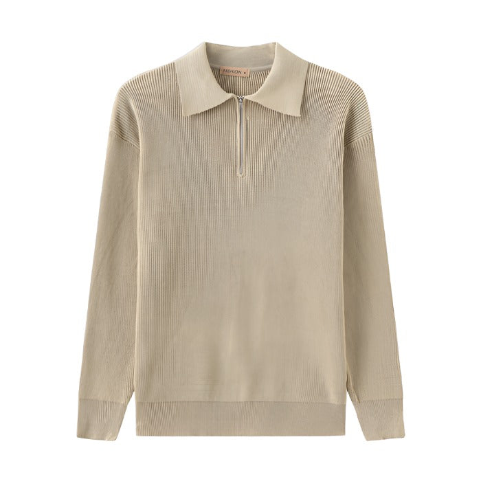 Lucas™ | Herre Striktrøje med Half-Zip | Varm Ribstruktur & Stilfuld Ståkrave