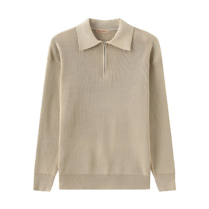 Lucas™ | Herre Striktrøje med Half-Zip | Varm Ribstruktur & Stilfuld Ståkrave