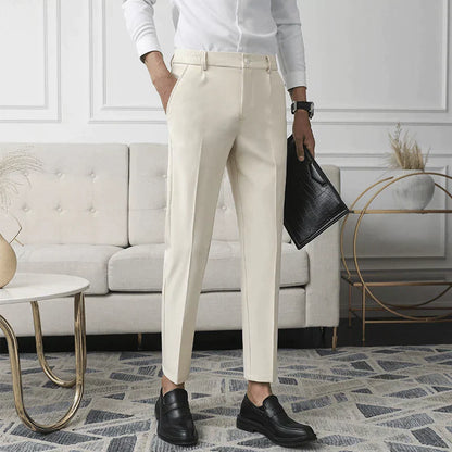 Marcello™ | Herre Slim Fit Cropped Stretch Bukser med Ankellange Ben | Luksuriøse Smart Casual Pæne Bukser