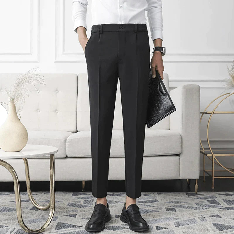 Marcello™ | Herre Slim Fit Cropped Stretch Bukser med Ankellange Ben | Luksuriøse Smart Casual Pæne Bukser
