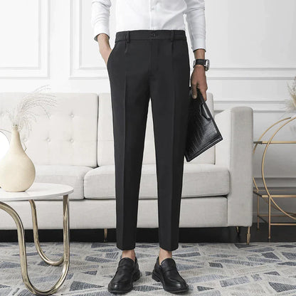 Marcello™ | Herre Slim Fit Cropped Stretch Bukser med Ankellange Ben | Luksuriøse Smart Casual Pæne Bukser