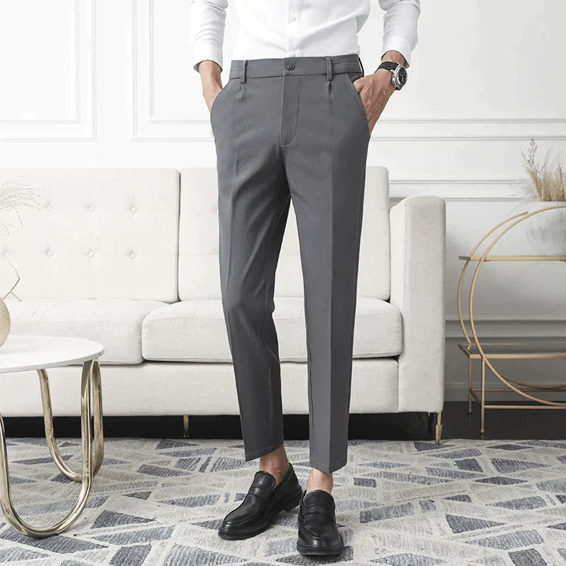 Marcello™ | Herre Slim Fit Cropped Stretch Bukser med Ankellange Ben | Luksuriøse Smart Casual Pæne Bukser