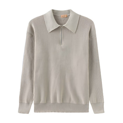 Lucas™ | Herre Striktrøje med Half-Zip | Varm Ribstruktur & Stilfuld Ståkrave