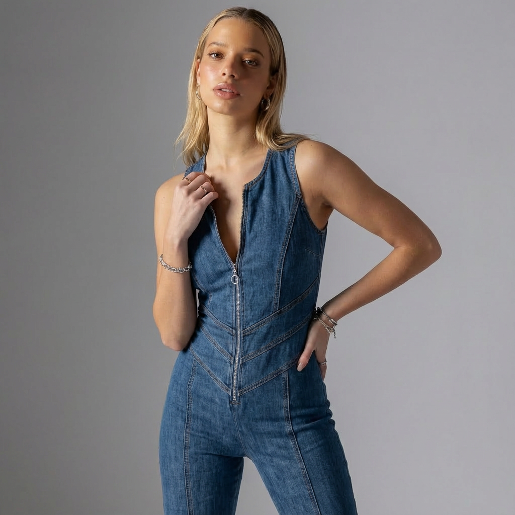 Denvara | Ærmeløs Denim Jumpsuit