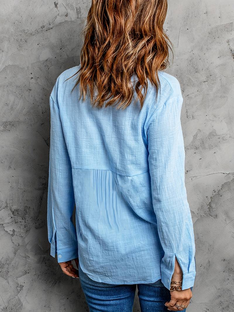Noémie™ | Linned Bluse med Lange Ærmer til Kvinder