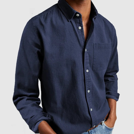 Mats™ | Herre Linnedskjorte | Åndbar Mikrofiber & Tidløst Smart Casual Design