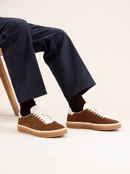 Renzo™ | Herrer Ruskind Sneakers | Klassiske Lave Sko med Retro Sål