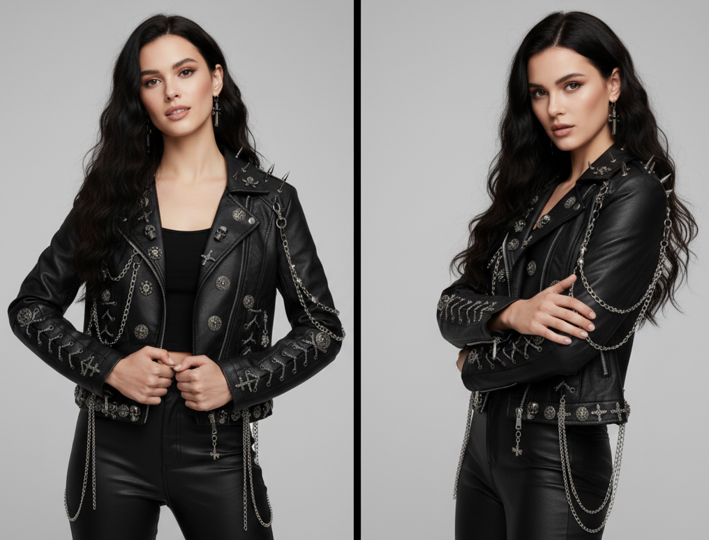 Averix | Unisex Punk Rock Læder Bikerjakke