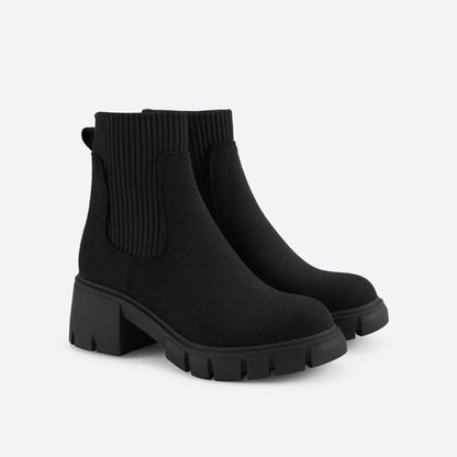 Ravena™ | Damer Chelsea Støvler med Tyk Sål | Ruskindslignende Ankelstøvler med Ribkant og Chunky Profilsål til Efterår og Vinter