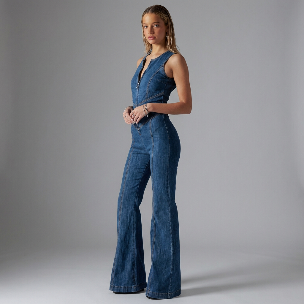 Denvara | Ærmeløs Denim Jumpsuit