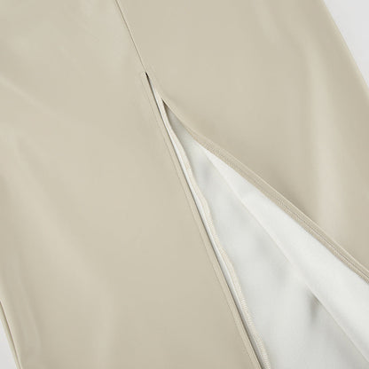 Soraya™ | Damer High-Waist Læder Maxi Nederdel med Slids | Lædernederdel med Tætsiddende Pasform