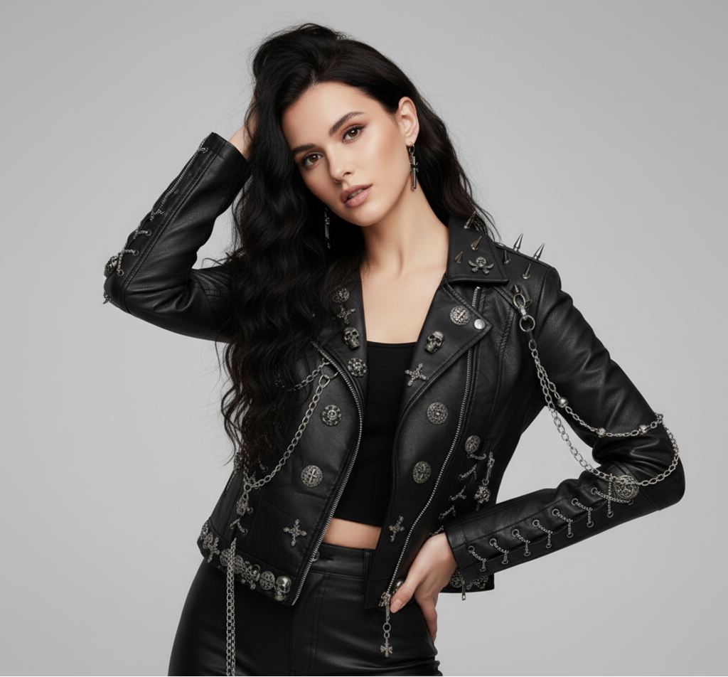 Averix | Unisex Punk Rock Læder Bikerjakke