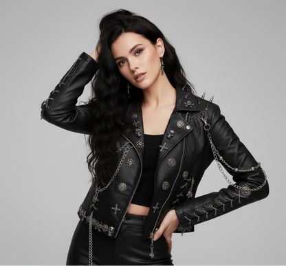 Averix | Unisex Punk Rock Læder Bikerjakke