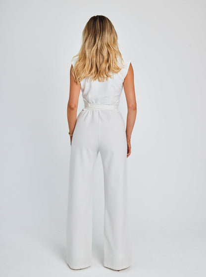 Oriana™ | Elegant Damer Jumpsuit | Ærmeløs med Vide Ben og Sløjfedetalje