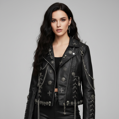 Averix | Unisex Punk Rock Læder Bikerjakke