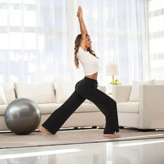 Elara™ | Damer Yoga Lounge Bukser | Bløde, Åndbare Bukser med Høj Talje og Vidde Ben