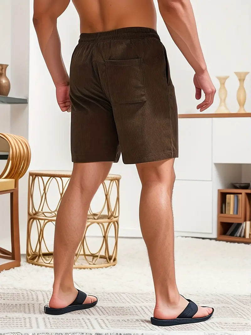 Thiago™ | Herrer Sommer Shorts i Ribbede Stof med Elastisk Talje og Snøre | Komfortable Loungewear Shorts