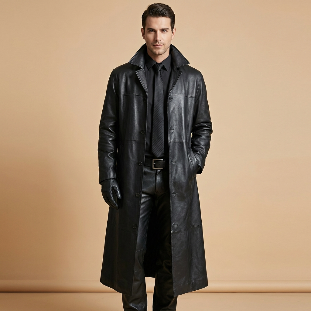 Henry | Lang Læder Trenchcoat