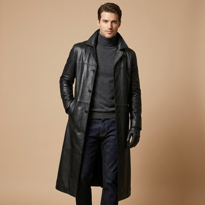 Henry | Lang Læder Trenchcoat