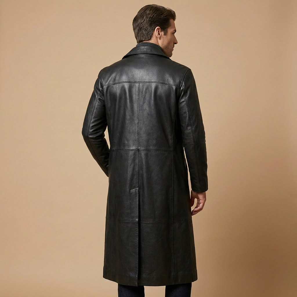 Henry | Lang Læder Trenchcoat