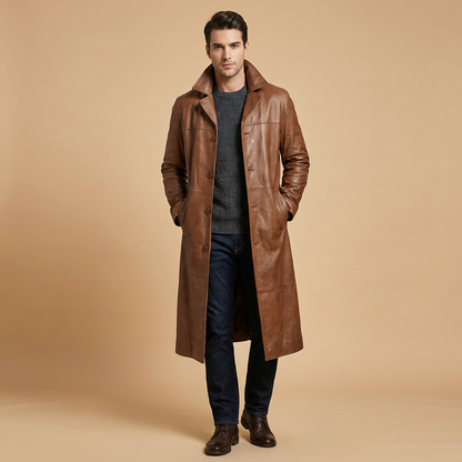 Henry | Lang Læder Trenchcoat